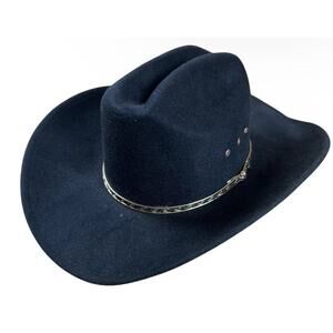 Western Express Cowboy Hat Black Felt Metal Band Mens L/XL Western Rodeo